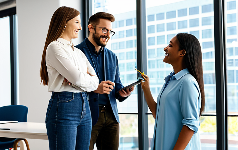 A diverse group of four professional software developers and UX designers, two men and two women, actively collaborating around a large, interactive digital whiteboard, sketching user flows and discussing ideas with focused expressions. They are wearing modest, professional business casual attire. The setting is a bright, modern, collaborative tech office space with ergonomic furniture and large windows. Fully clothed, appropriate attire, modest clothing, professional dress, safe for work, appropriate content, family-friendly. Perfect anatomy, correct proportions, natural pose, well-formed hands, proper finger count, natural body proportions. Professional photography, high resolution, soft studio lighting, clean sharp focus, cinematic quality.